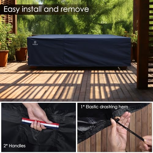 Patio Furniture Covers Outdoor Waterproof Table Sectional Set Large Cover,Heavy Duty 550D Anti Tear Couch Sofa Covers with Buckles&Vents&Handles(Rectangle 90"Lx64"Wx28"H) by royreal - Image 2