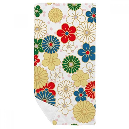 Débarbouillette douce fleurs Ukiyo-E Japon 35x70cm multicolore à haute absorption