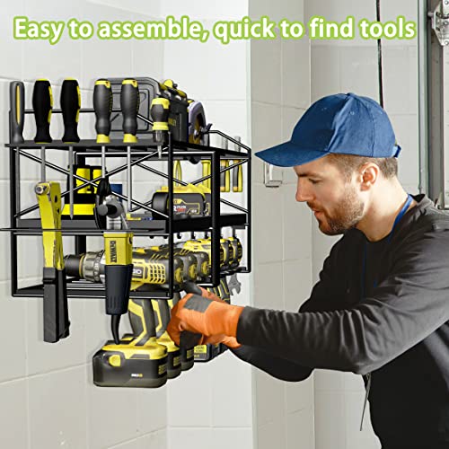 Spaclear Power Tool Organizer, Wall Mounted Rack With 6 Drill Holders For Cordless Drill, 3 Layer Heavy Duty Metal Power Tool Storage Rack For Garage Tool Organizer And Storage #TOP3
