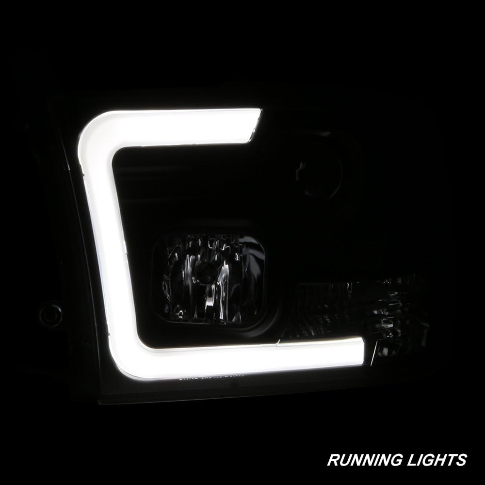 AKKON - For 2009-2018 Dodge Ram 1500 2500 3500 Truck LED Tube Black Projector Headlights Left+Right Replacement