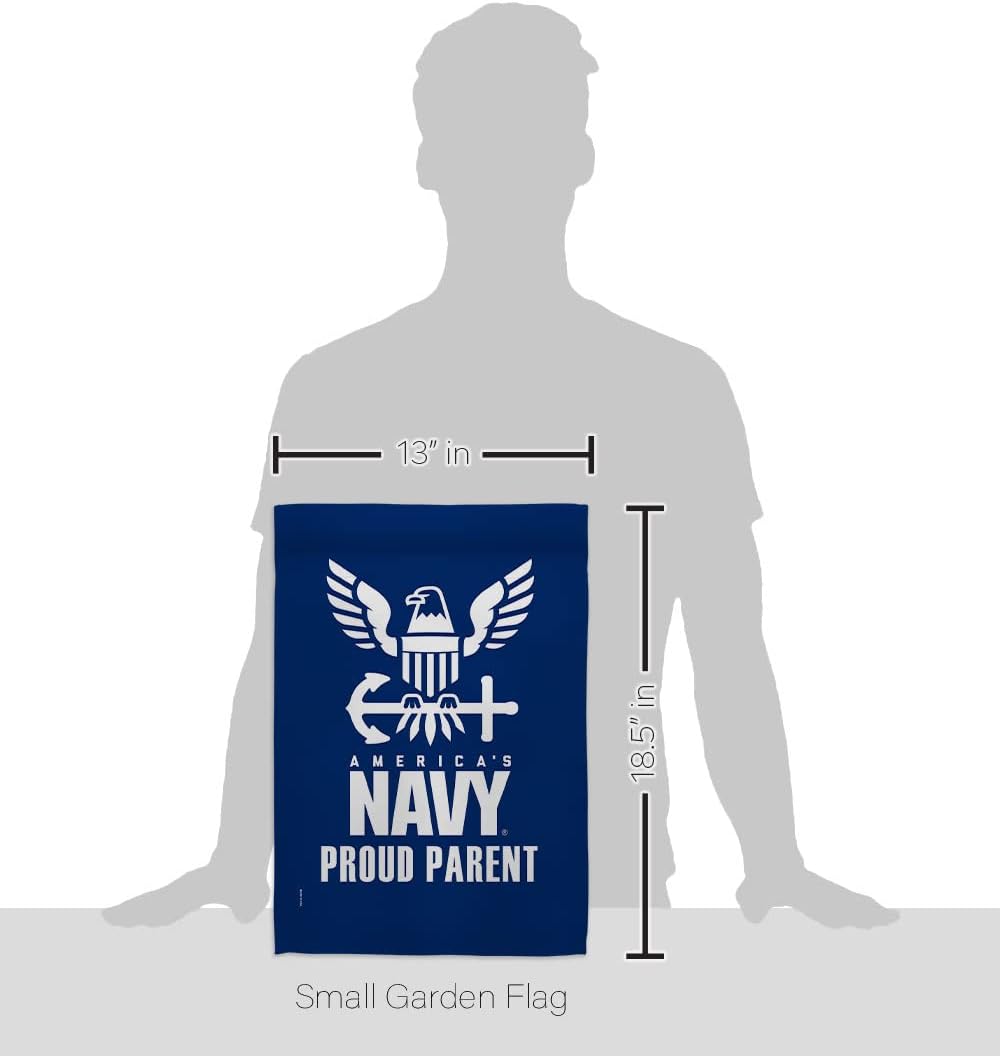 Proud Navy Parent Garden Flag - Armed Forces USN Seabee United State American Military Veteran Retire Official - House Decoration Banner Small Yard Gift Double-Sided Made in USA 13 X 18.5