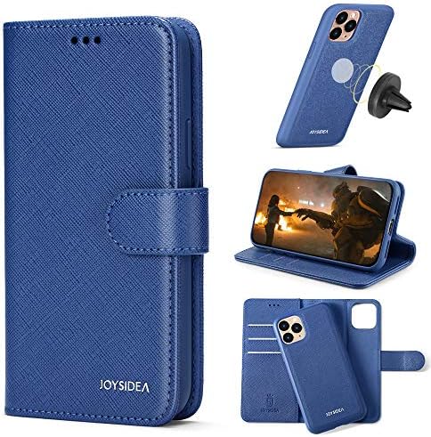 JOYSIDEA 2-in-1 iPhone 11 Wallet Case Magnetic Detachable, Premium PU Leather Slim Flip Folio Case with Card Holder, RFID Protection & Kickstand, Fit Car Mount for iPhone 11 6.1”, Blue