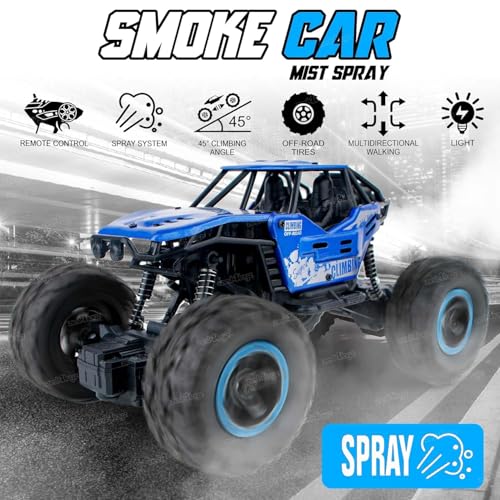 Image of Zest 4 Toyz Remote Control Car For Kids With Mist Smoke Effect 2 Wd Monster Truck Rock Crawler Climbing Rc Toy Vehicle Car For Boys And Girls-Blue