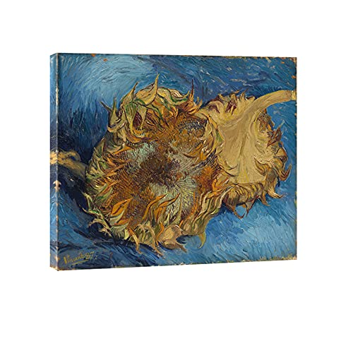 Wieco Art Sunflowers Floral Giclee Canvas Prints Wall Art by Vincent Van Gogh Famous Oil Paintings Reproduction Modern Stretched and Framed Artwork Flowers Pictures for Bedroom Home Decorations