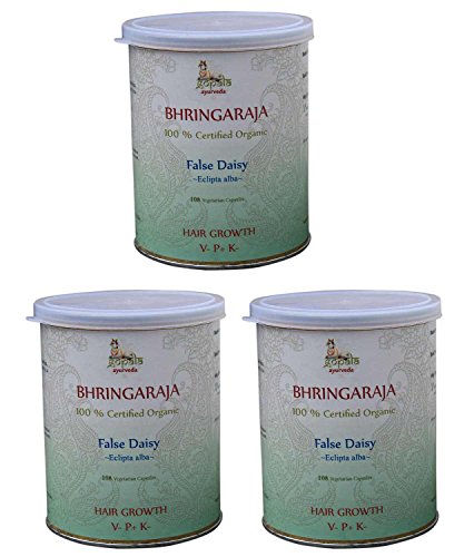 BHRINGRAJ Capsules (USDA Certified Organic) - 108 Vcaps (Pack of 3) - with Free Gift Samples and Expedited Delivery