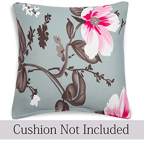 Image of HOKIPO Polyester Blend Stretchable Cushion Cover 16 inch x 16 inch, Pack of 4 (AR-4098-D24*4),Grey