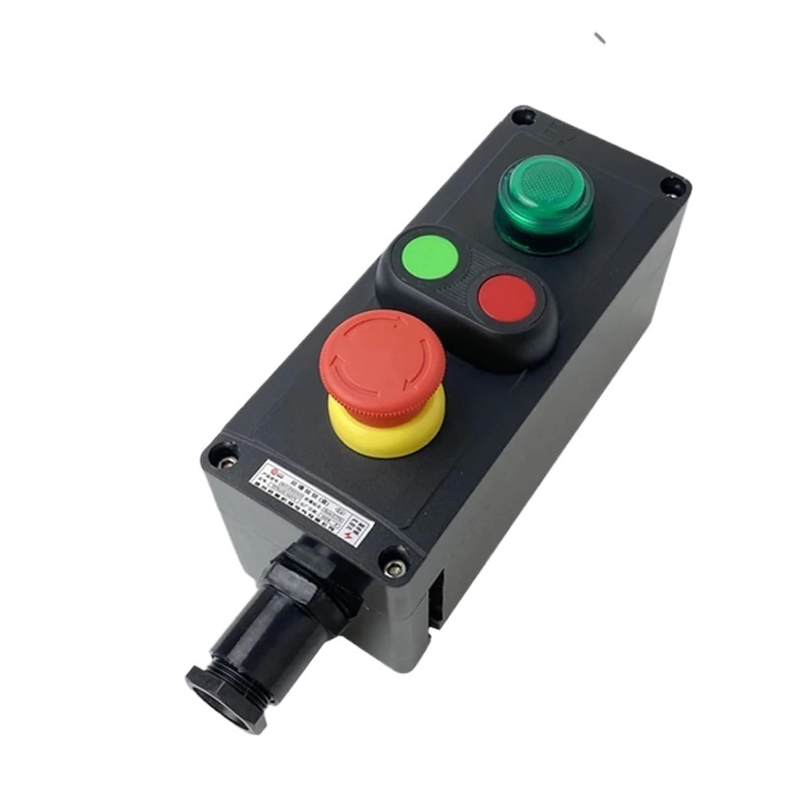 Caja de interruptor de botón pulsador de plástico grueso 3P, luz indicadora, parada de emergencia, contacto plateado, 1 Uds.