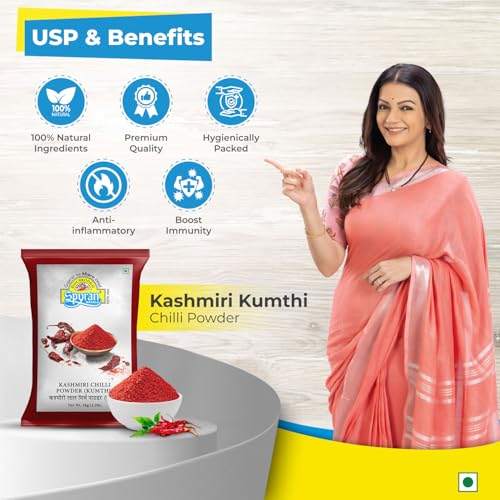 Image of Spyran Kashmiri Red Chilli Powder, Lal Marchu Powder, 100% Natural and No Preservatives & Color 1kg