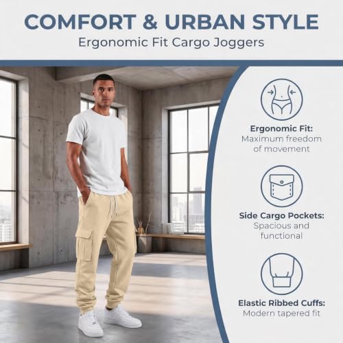 Men's Cargo Pants Comfy Elastic High Waisted Jogger Pants Hiking Pant - image 6