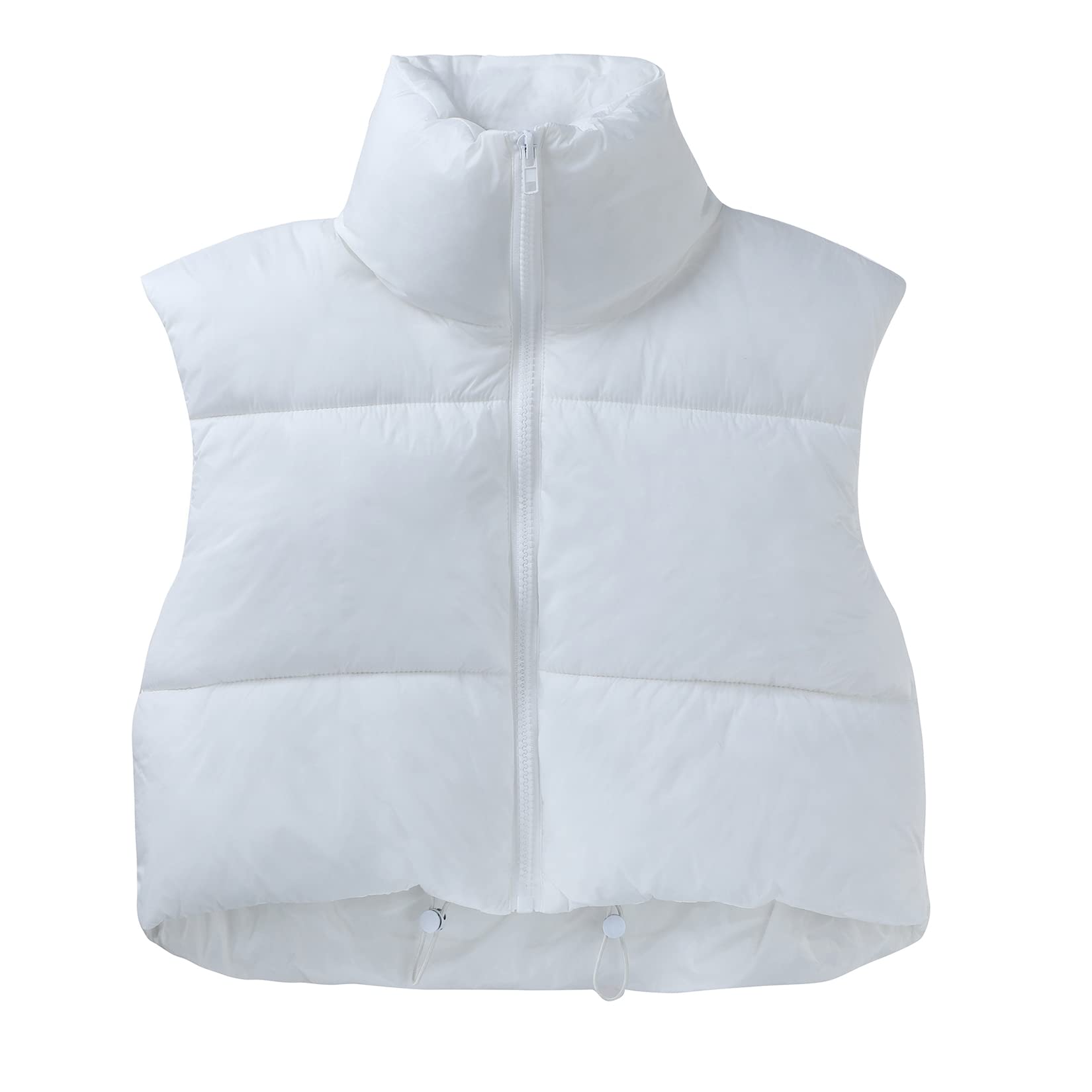 CAICJ98 Womens Vests Fashion Women's Fashion High Neck Zipper Cropped Puffer Vest Jacket Coat Orange L