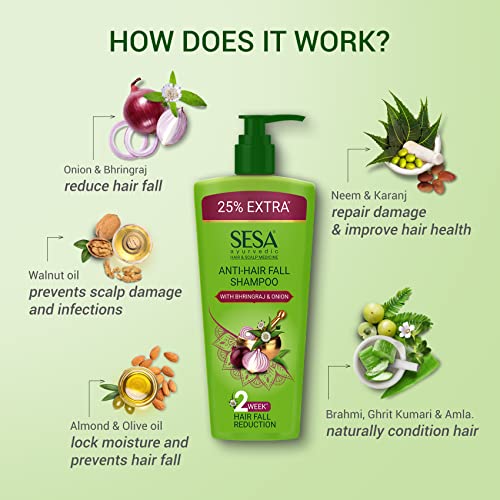 Image of SESA Ayurvedic Anti Hairfall Shampoo For Dry And Frizzy Hair Reduces Hairfall Made With 6 Ayurvedic Herbs Paraben Free Shampoo - 500ml