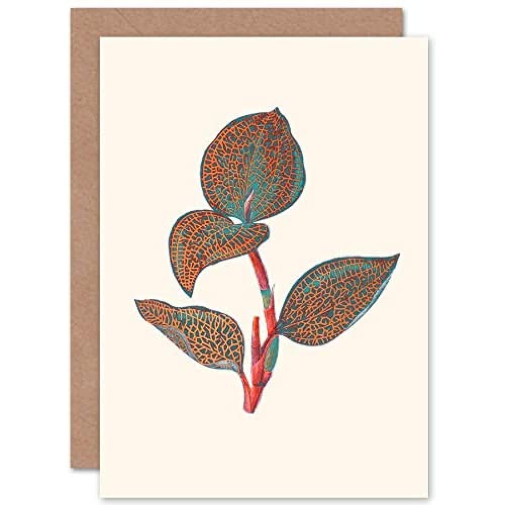 Wee Blue Coo Primary Coloured Exotic Flora Greeting Card With Envelope Inside Premium Quality