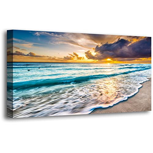 Beach Canvas Wall Art Seascape Theme Pictures Home Decor Blue