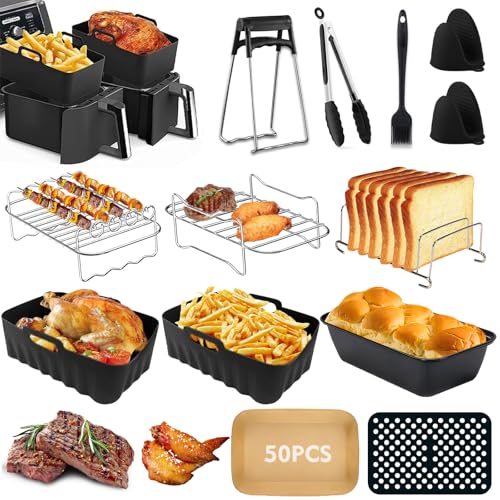 HLElUKT Heißluftfritteuse Zubehör für Ninia Airfryer Zubehör für Ninja Foodi Max Dual Zone Heißluftfritteuse AF400EU AF451EU AF300EU 7.6L-9.5L Silikonform für Ninja heißluftfritteuse
