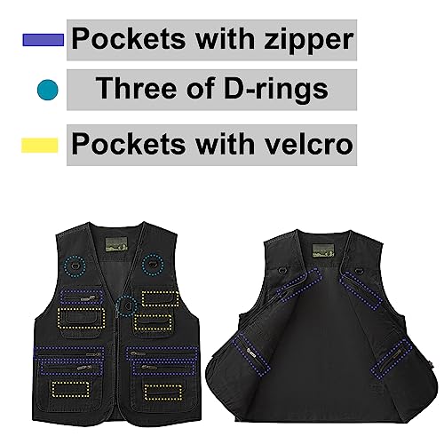 Ziker Colete de pesca masculino ao ar livre, viagem, trabalho, fotografia, jornalista, jaqueta cargo