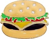 Delicious Burger with Pickles, Cheese, and Ketchup Enamel Pin – Fun Food Lapel Pin with Butterfly Clasp for Jackets, Backpacks, Hats, and Lanyards