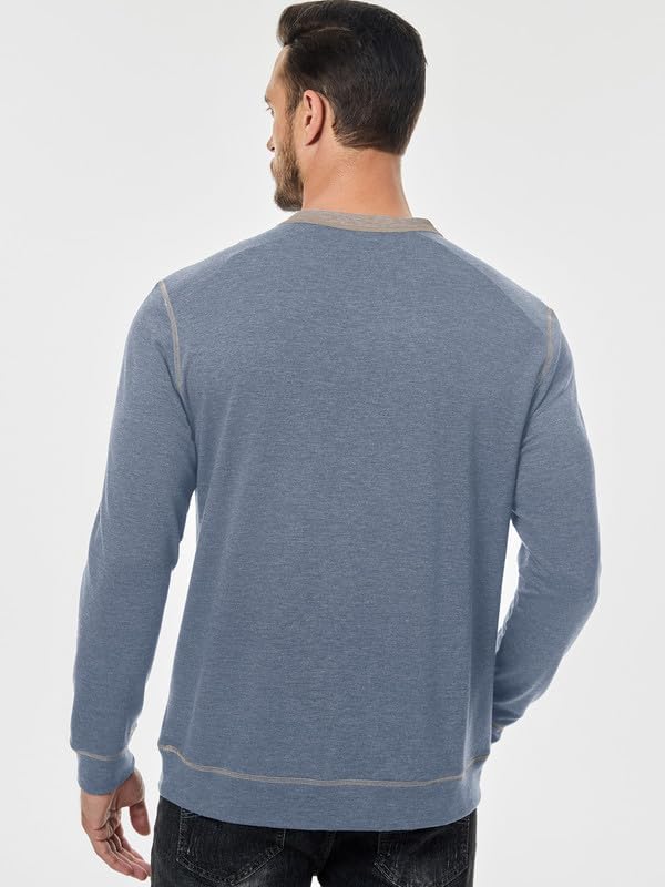 Mens Henley Long Sleeve Shirts Fall Lightweight Sweatshirts Casual V Neck Slim Fit Pullover T-Shirt4