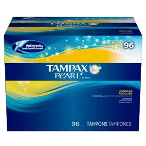 Image of Tampax Pearl Plastic, Antigravity LeakGuard Braid, Regular Absorbency Unscented Tampons, 96 Count