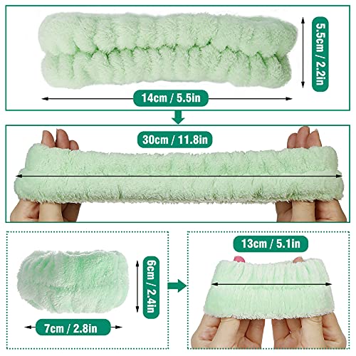 Luluo Spa Headband Women Microfiber Facial Makeup Hairband With Wristbands Elastic Fluffy Face Washing Headband Skin Care Green Spa Headbands #TOP2