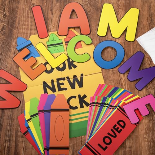 AmazingSpark Crayon Classroom Door Decor Back to School Cutouts Bulletin Board Decorations Sets Welcome Sign Door Decor for First Day of Kindergarten Preschool Classroom Decorations - Image 5