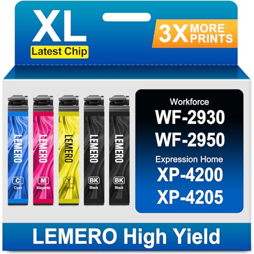 LEMERO Remanufactured Ink Cartridge Replacement for Epson 232XL Use for XP-4200 XP-4205 Workforce WF-2930 WF-2950 Printer (Black, Magenta, Yellow, Cyan, 5-Pack)