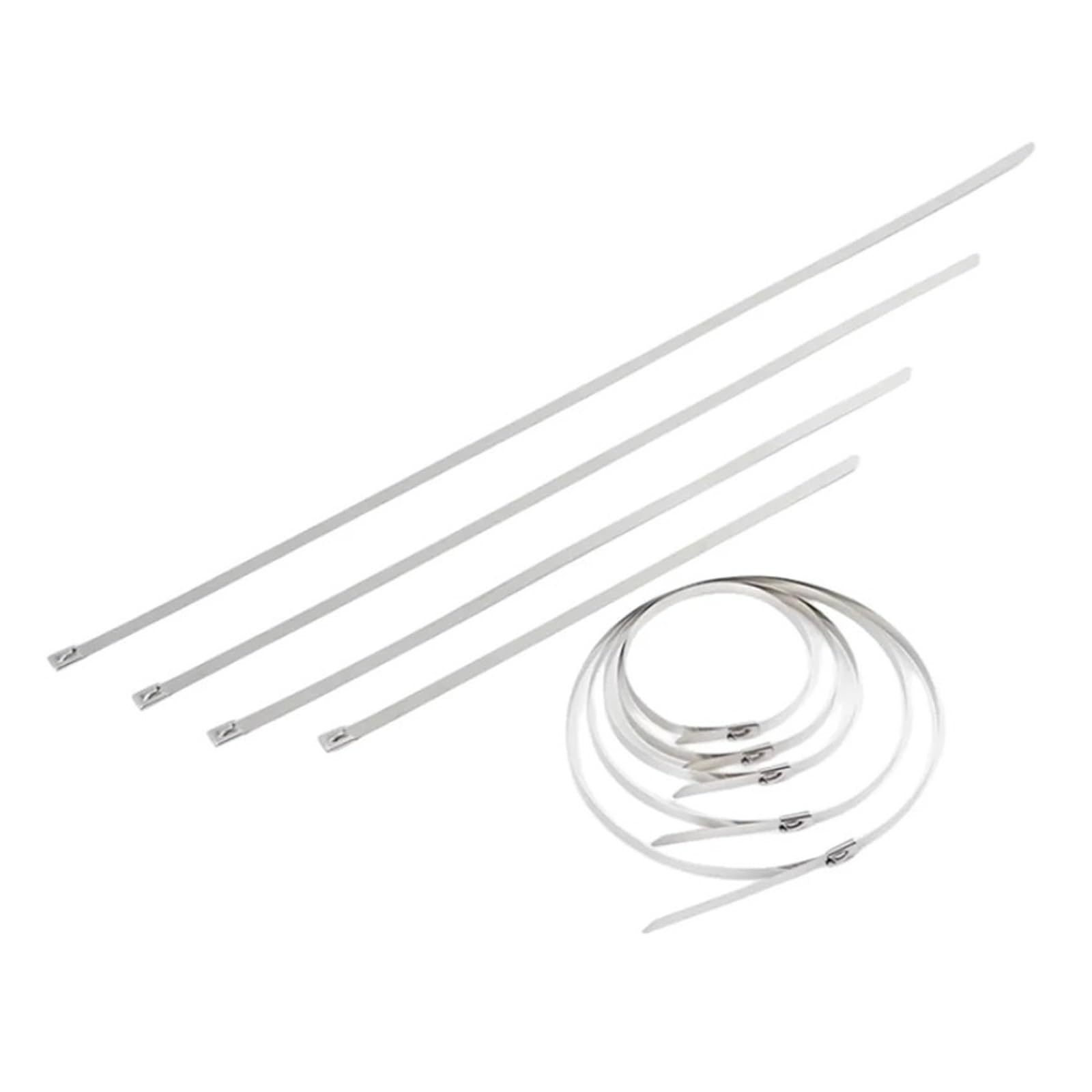 Bridas Metalicas 10 20 50 Uds. 12mm 0,47 pulgadas envoltura de escape multiusos 304 bridas Metal acero inoxidable autoblocantes Para Fijación de Tuberías(10pcs,12x900mm)