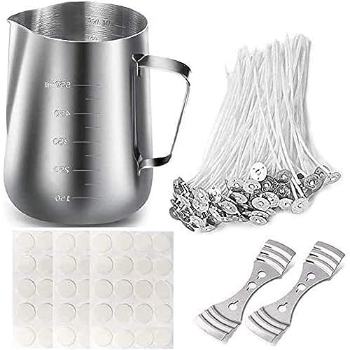 JULWHISPER Wachsschmelzer 1,8L – Mit Ausgießvorrichtung & Kerzenherstellungs-Set, Inkl. Dochte & Zentriervorrichtung