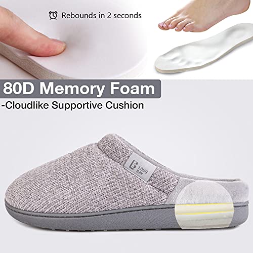 LongBay Ladies' Chenille Knit Slippers Comfort Memory foam Slip on House Shoes(5-6UK,Grey) - 4