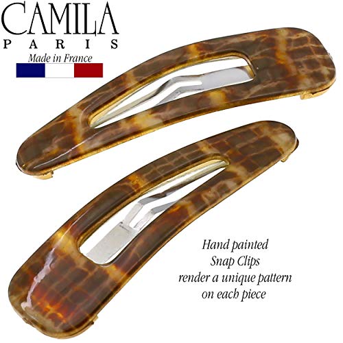 Camila Paris CP3093 French Hair Barrettes Clips, Snap Hair Slides Clic Clac for Women, Styling Girls Side Slide-in Metal Snap Pin Hair Accessories for Women. Strong Hold, No Slip Grip, Made in France