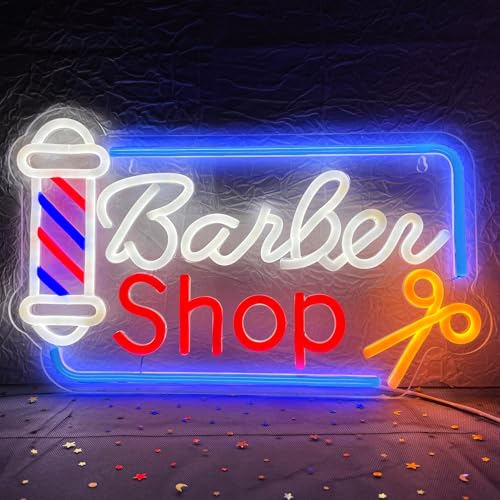 BarberShop Neon Sign Led Wall Window Decor Neon Light Up Barber Shop Station Pole Hair Salon Accessories USB Powered 16.5