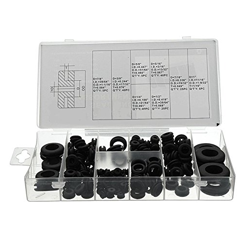Preisvergleich Produktbild MASUNN 180Pc Gummitüllen Befestigungs Ring Set Ausstanzen Kabeldichtung Kits Hardware-Tools