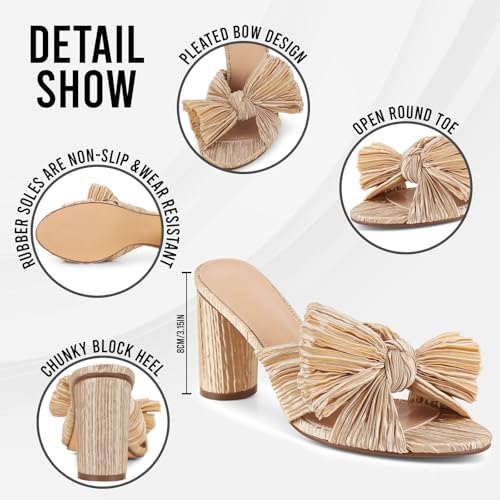 VIMISAOI Womens Bow Heels High Block Chunky Slide Sandals Open Toe Ankle Strap Wedding Dress Pumps Shoes3