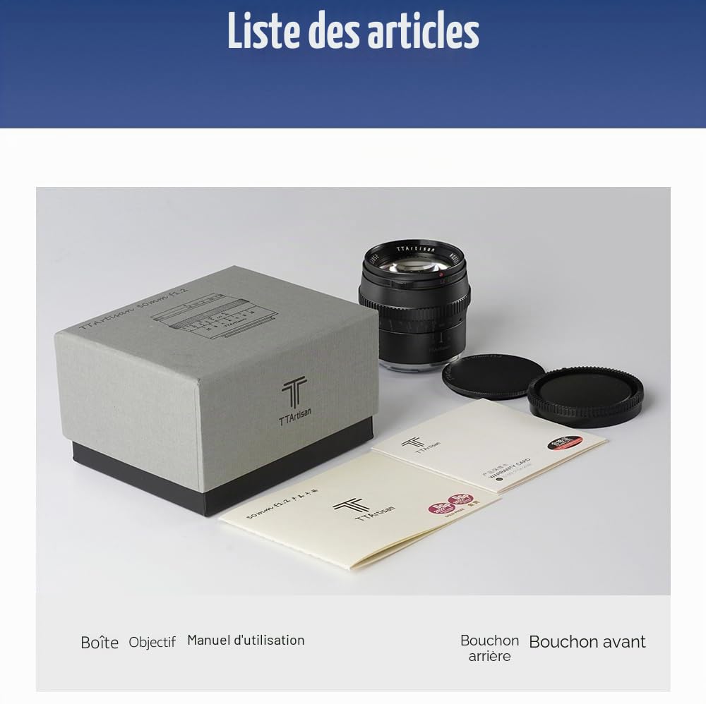 TTARTISAN 50mm F1.2 Objectif APS-C Objectif Fixe à Grande Ouverture et Mise au Point Manuelle Compatible avec Les appareils Fuji X Mount