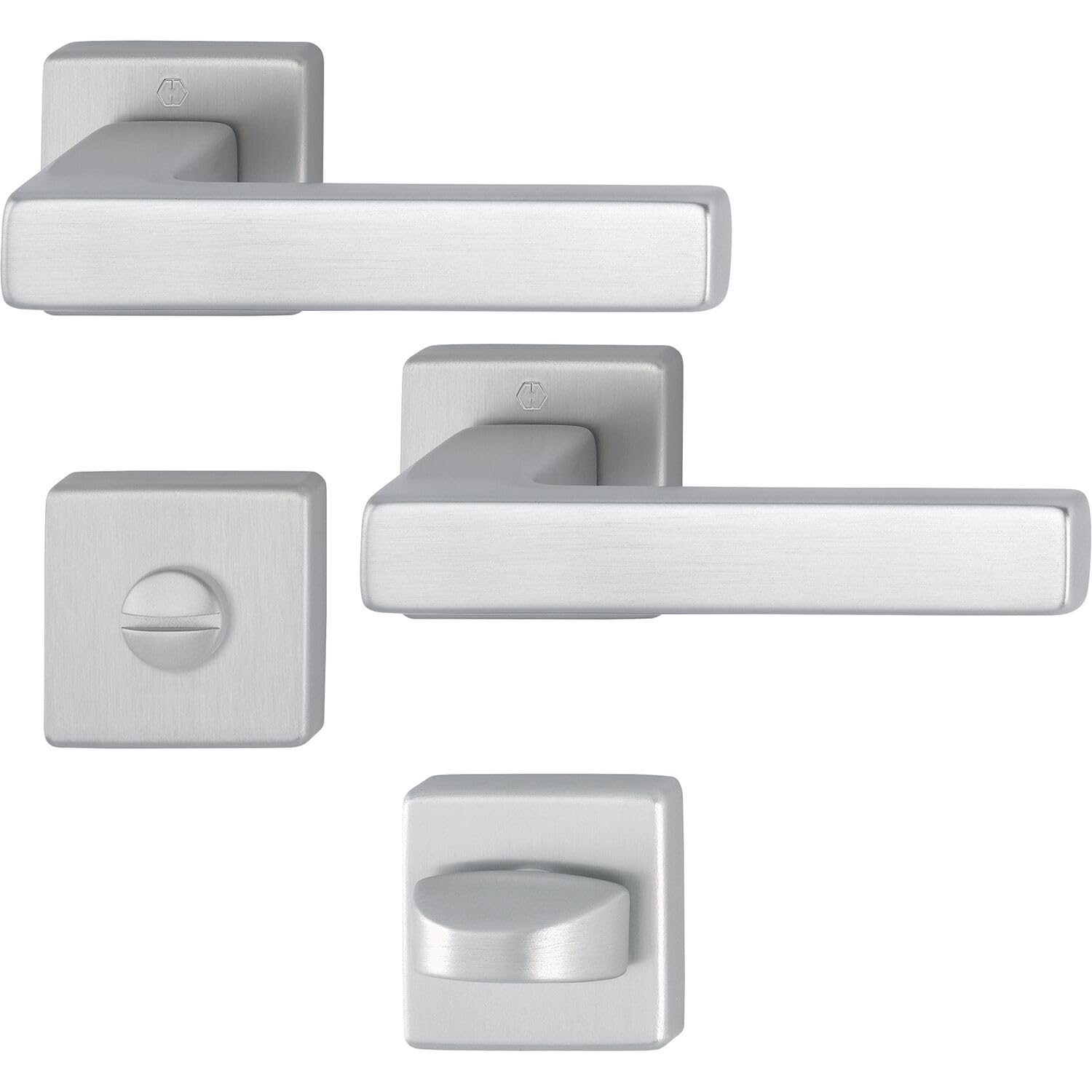 HOPPE Austin 11758235 Handle Set on Rosette Toilet Aluminium Matt Stainless Steel, Silver, WC