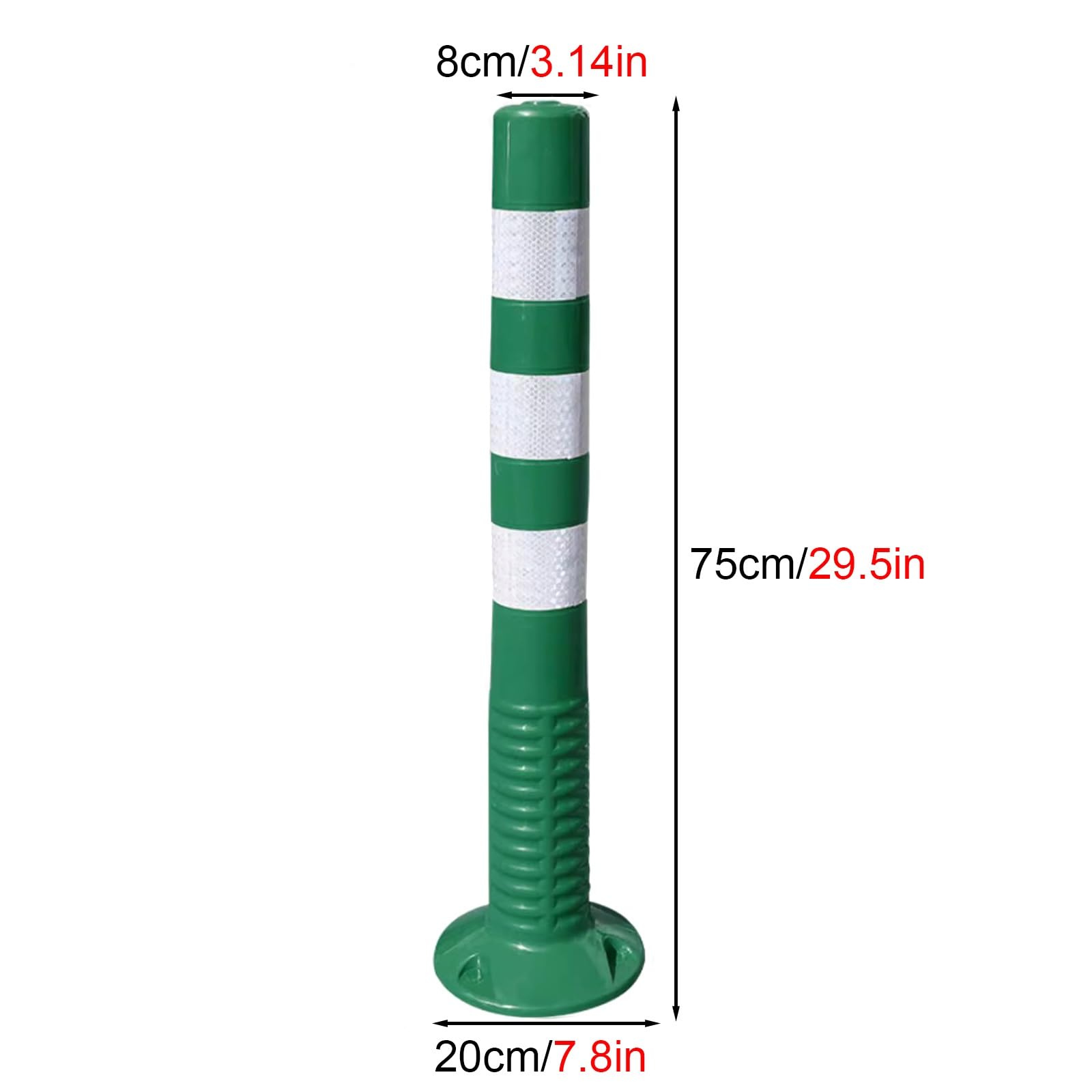 Conos/ Poste señalizacion trafico 75cm de Altura Reflexivo Conos de Carretera, Verde Bolardo de Estacionamiento Flexible para la Formación de Conductores, Poste Delineador de Plástico para Barrera de
