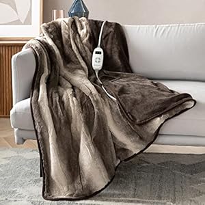 Phantoscope Heated Blanket Electric Throw – Fast Heating Electric Blanket – Heated Blanket Fuzzy Faux Fur Flannel with…