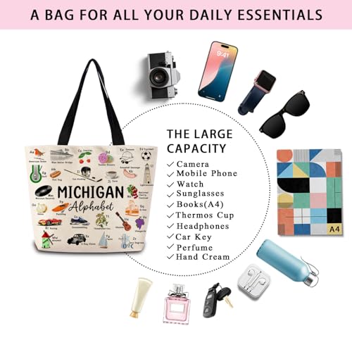 Bolso Tote Michigan con bolsillo interior y diseño estético miniatura 7
