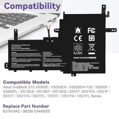 Image of B31N1842 0B200-03440000 Laptop Battery Replacement for ASUS VivoBook S15 X513EA X513EP X513EQ X513IA X531F X531FA K531 K531F K513EA K513EQ F513EA F513EP S513EA S513EP S513EQ K531FA X531FL S531F