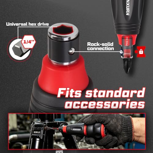 Image of Geinxurn 2-Piece 2-in-1 Detachable Ratchet Screwdriver Handles, Stubby & Mini Ratcheting Screwdriver Handles, Reversible Left /Right Lock, 1 /4 inch Hex Bit Compatible, for DIY & Outdoor Repair