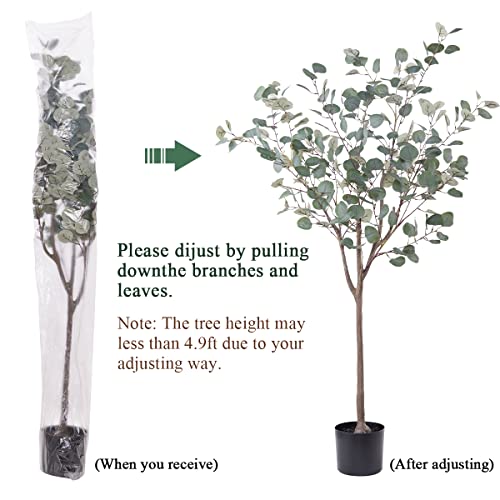 Hobyhoon Artificial Tree Eucalyptus Tree 4.93Ft Tall Fake Potted Silk Plants Modern Artificial Plants For Indoor Outdoor Home Office Decoration #TOP5