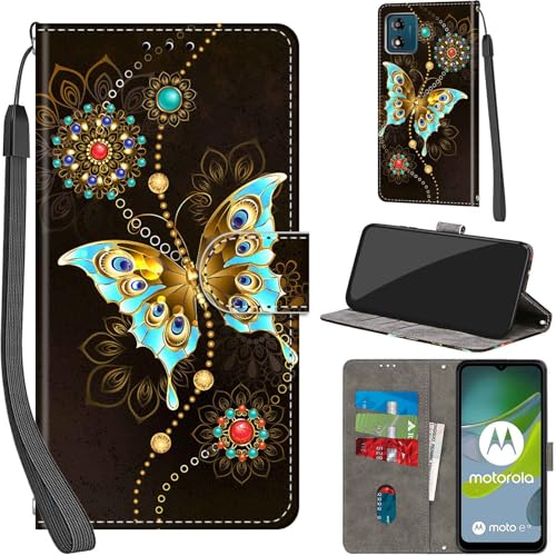 Image of Haninsuze Case for Motorola Moto E13, Green Butterfly