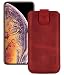 Produktbild Suncase ECHT Leder Tasche kompatibel mit iPhone XS Max (6.5 Zoll) Hülle *Slim-Edition* Schutzhülle (mit Rückzugsfunktion und Magnetverschluss) in antik rot