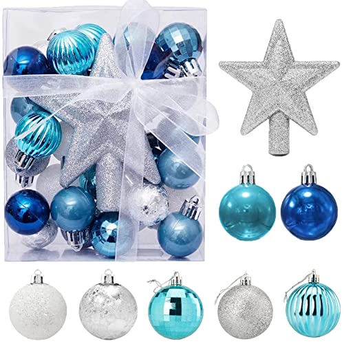 30 Stück Mini Weihnachtskugeln mit Aufhänger,3CM Klein...