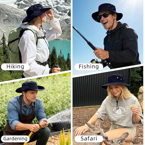 Image of Sun Hats for Men Women Boonie Hat Foldable Fishing Hat UPF 50+ Bucket Hat for Fishing Hiking Garden Safari Beach