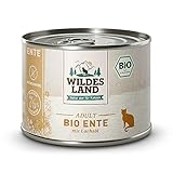 Wildes Land - Nassfutter für Katzen - Nr. 4 Ente PUR - Bio - 12 x 200 g - Aus kontrolliertem...