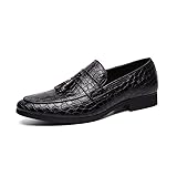  CAOJJ Nappa Mocassino for Gli Uomini Appuntiti Grembiule Grembiule Coccodrillo Guida in Gomma Block Block in Pelle Suola in Gomma Suola Classica Slip on Scarpe (Color : Black, Size : 42 EU)