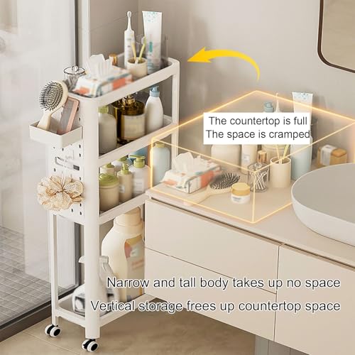 Carrello portaoggetti multifunzione con ruote girevoli, per soggiorno e bagno, organizer a 4/5 ripiani