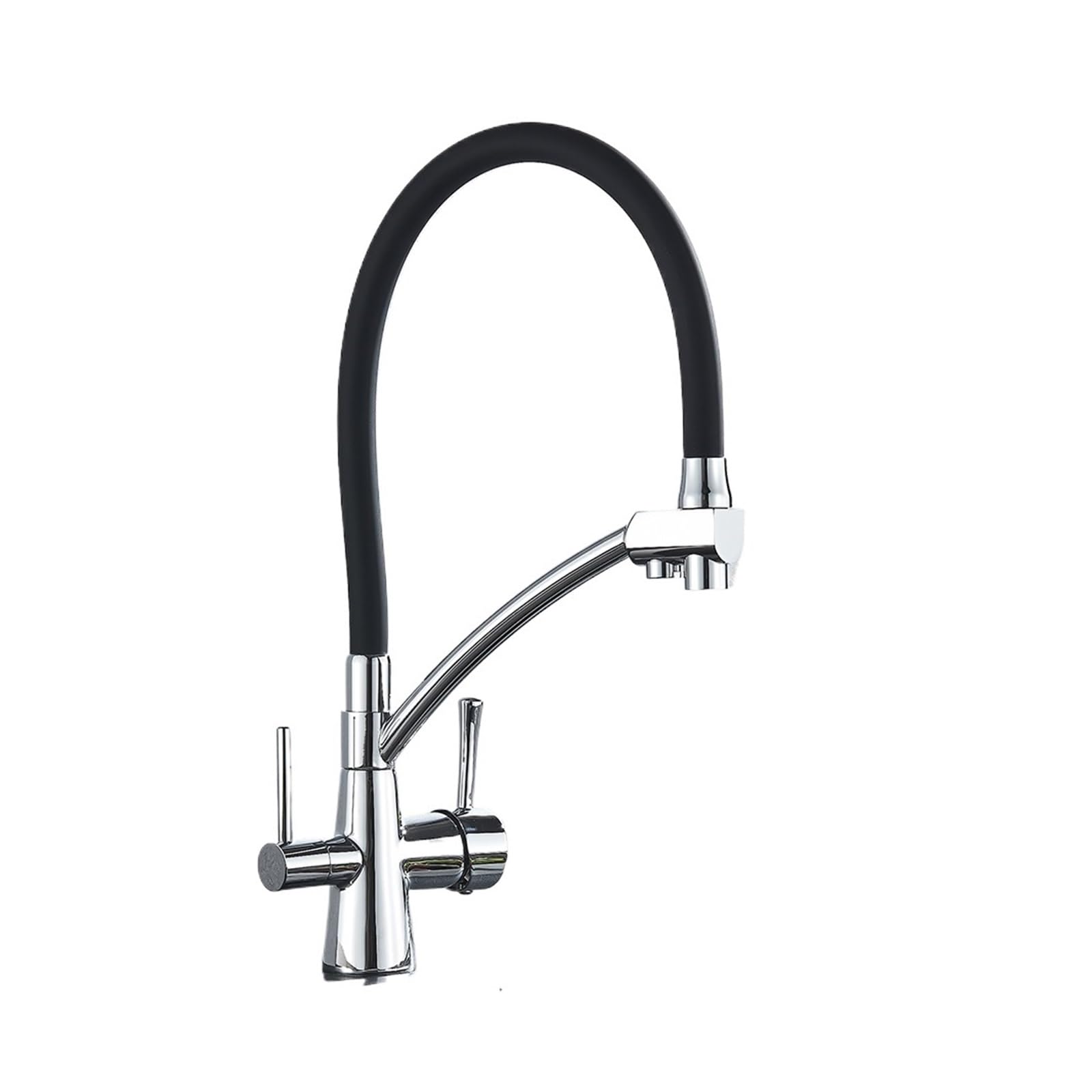 Yjyjy Chrome C Faucet Pull-Down Kitchen Sink Faucet Pure Water Filter Kitchen Faucet Double Handle Hot And Cold Mixer Crane Purification Faucet Tap