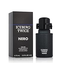 ICEBERG Twice NERO Man – Eau de Toilette 75 ml, Profumo da Uomo dalle Note Woody Oriental, Lussuoso Flacone in Vetro Nero, Fragranza Sport