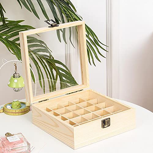 Essential Oil Storage Box High Capacity Glass Lid Wooden Essential Oils Display Organizer Stand Holder for 15 ml Bottles Nail Polish Collection - Image 3